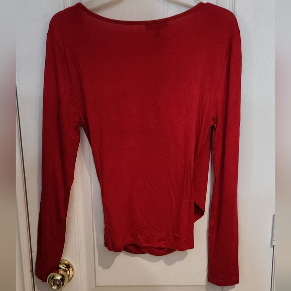 NWT XL Secret Charm Red faux wrap top very soft. - Picture 2 of 5
